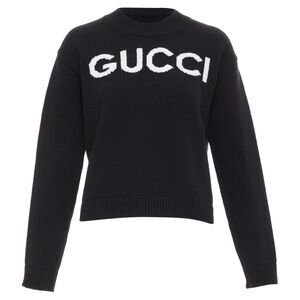 Gucci wool block logo intarsia crew neck pullover sweater